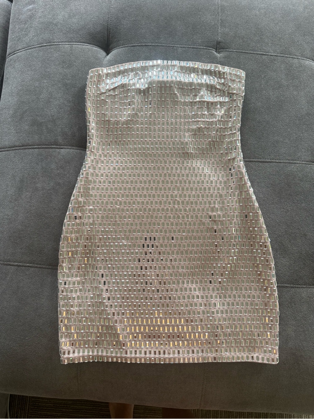 superdown Strapless Silver Embellished/Sequin Mini Dress